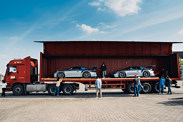 Sports car prepared for enclosed vehicle shipping