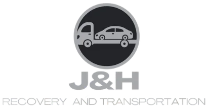 J&H logo with black and white tow truck design